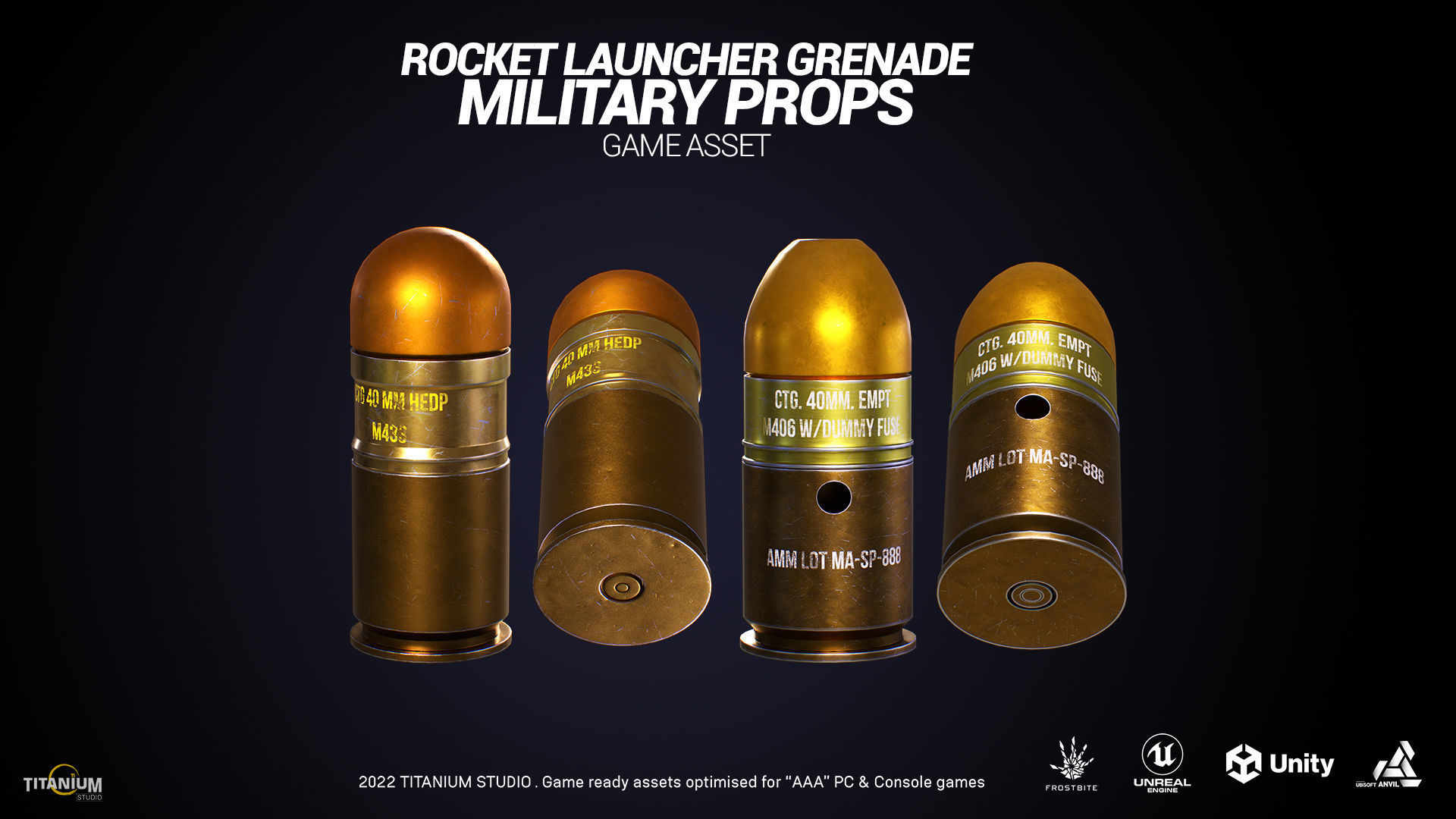 7 Grenade Game Ready Product - Military Game Asset Low-poly 3D model_8