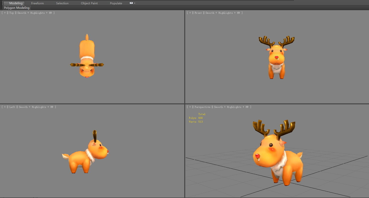 Cartoon Elk - runny deer Low-poly 3D model_5