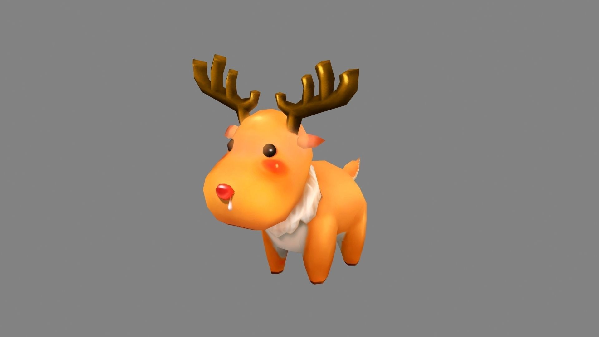 Cartoon Elk - runny deer Low-poly 3D model_1