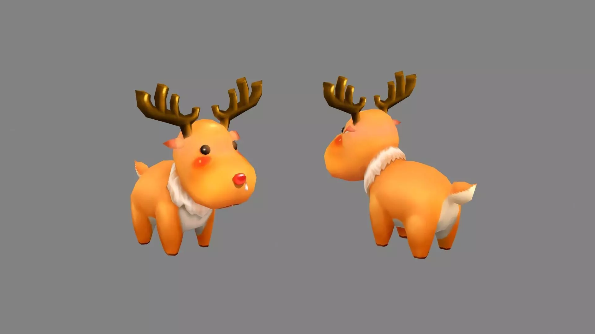 Cartoon Elk - runny deer Low-poly 3D model_0