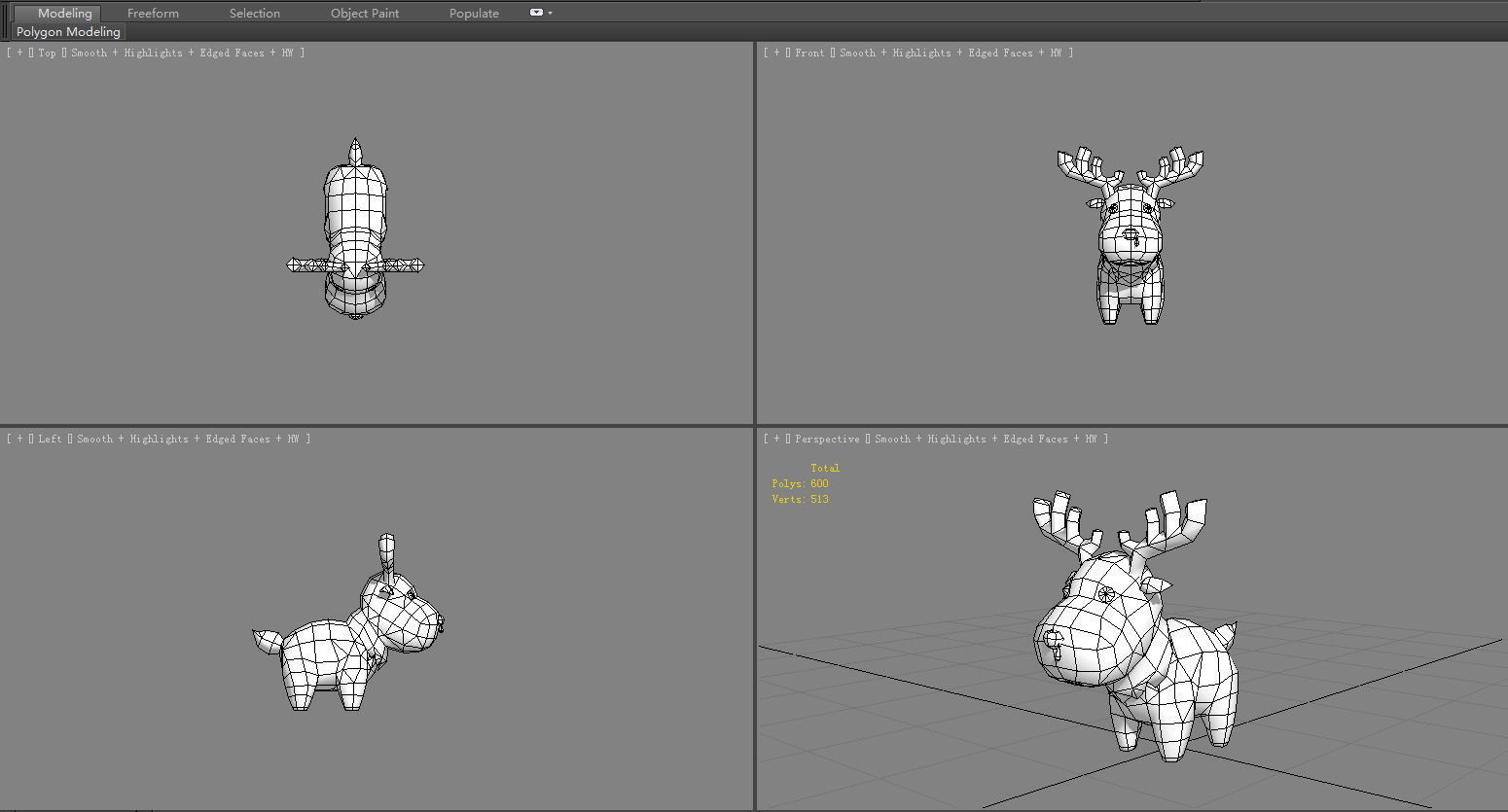 Cartoon Elk - runny deer Low-poly 3D model_7