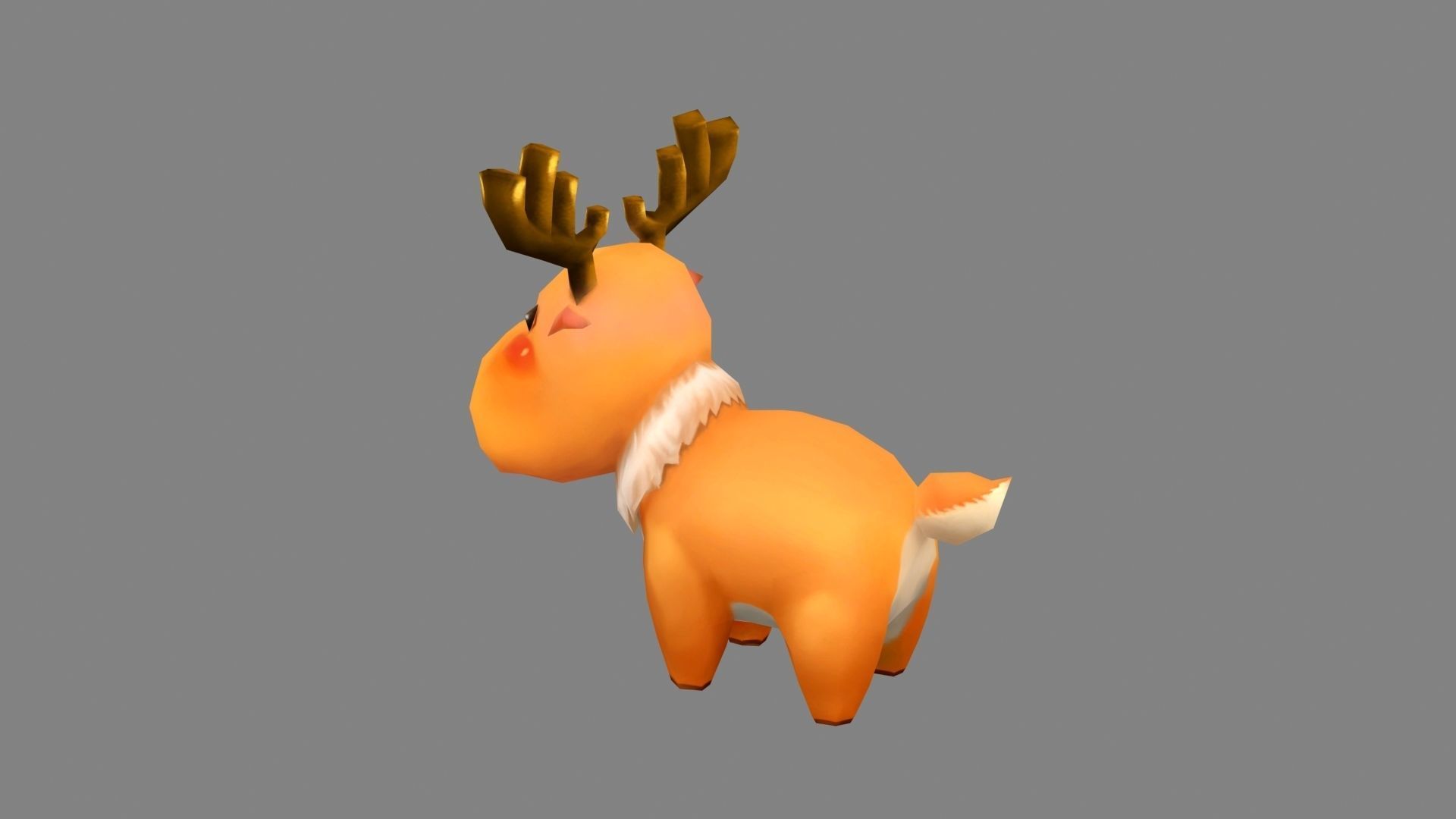 Cartoon Elk - runny deer Low-poly 3D model_2