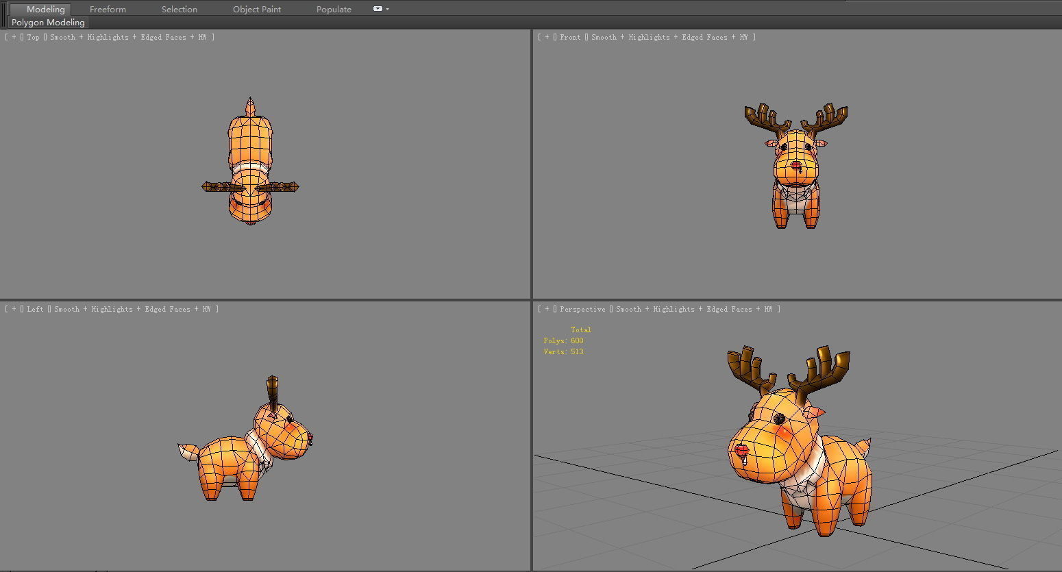 Cartoon Elk - runny deer Low-poly 3D model_6