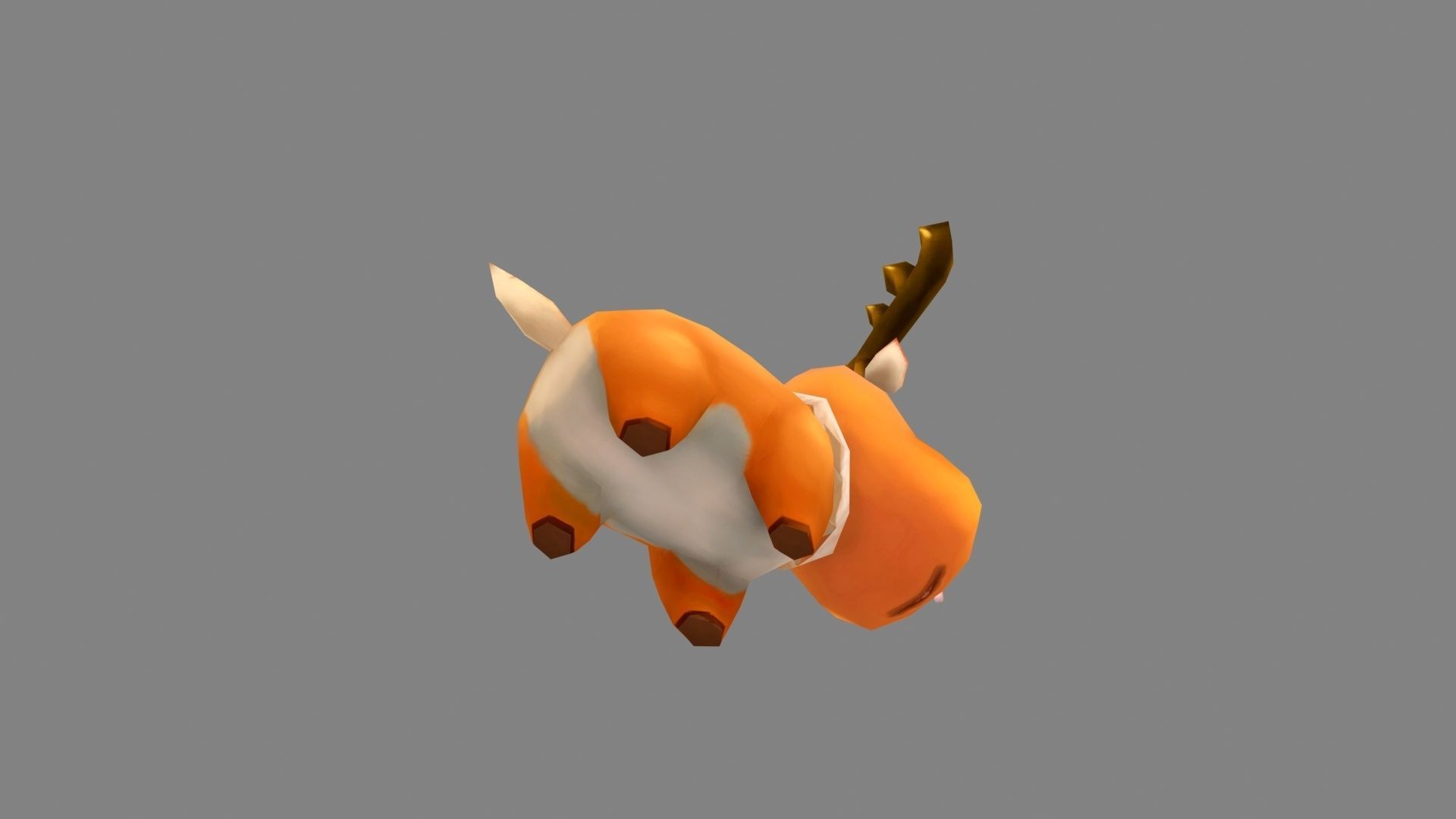 Cartoon Elk - runny deer Low-poly 3D model_4