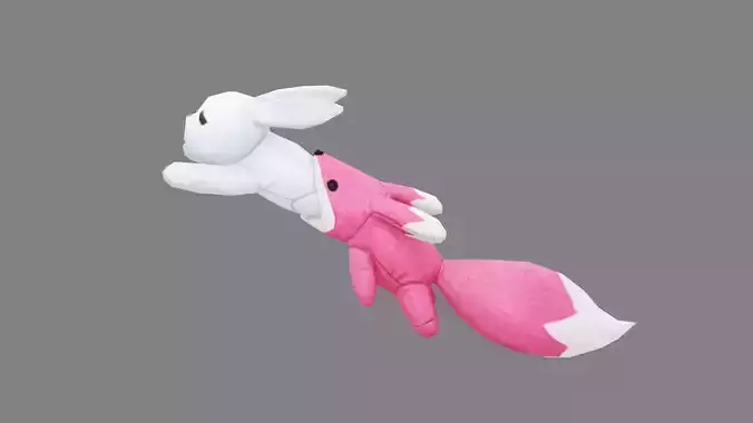 cartoon throw pillow - fox catch and feed on  rabbit 