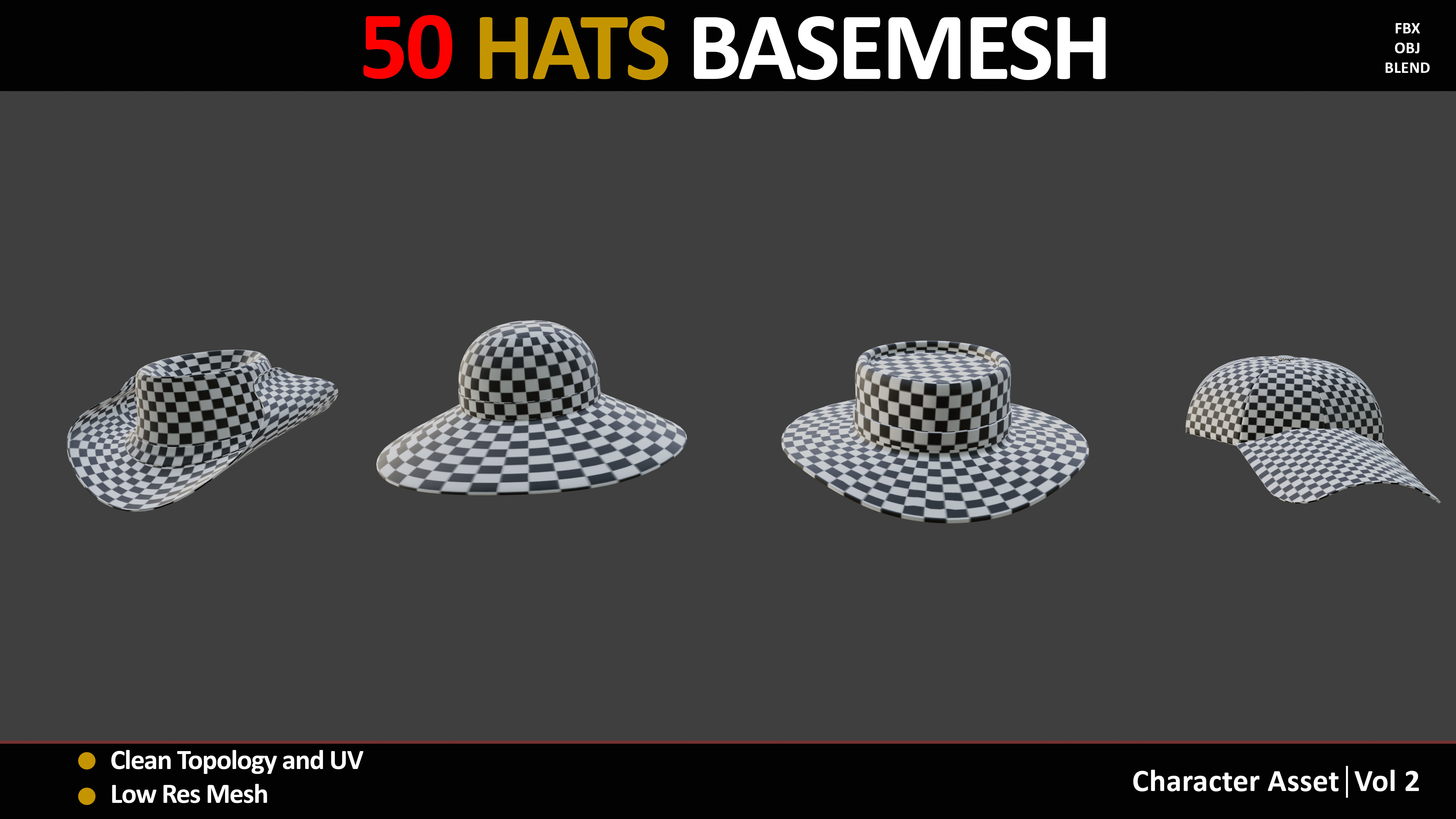 50 HATS BASEMESH 3D model_1