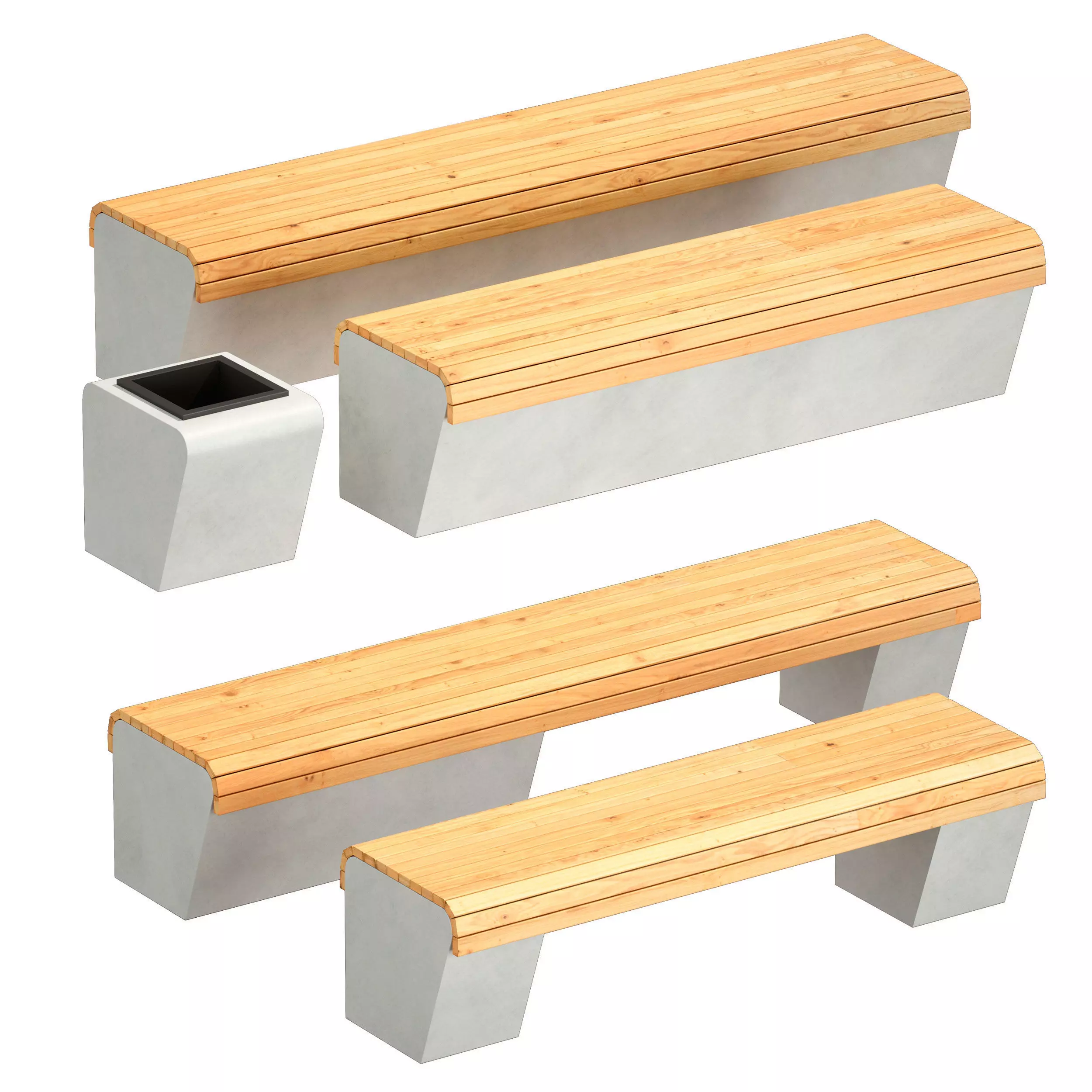 Outdoor park bench with an urn 3D model