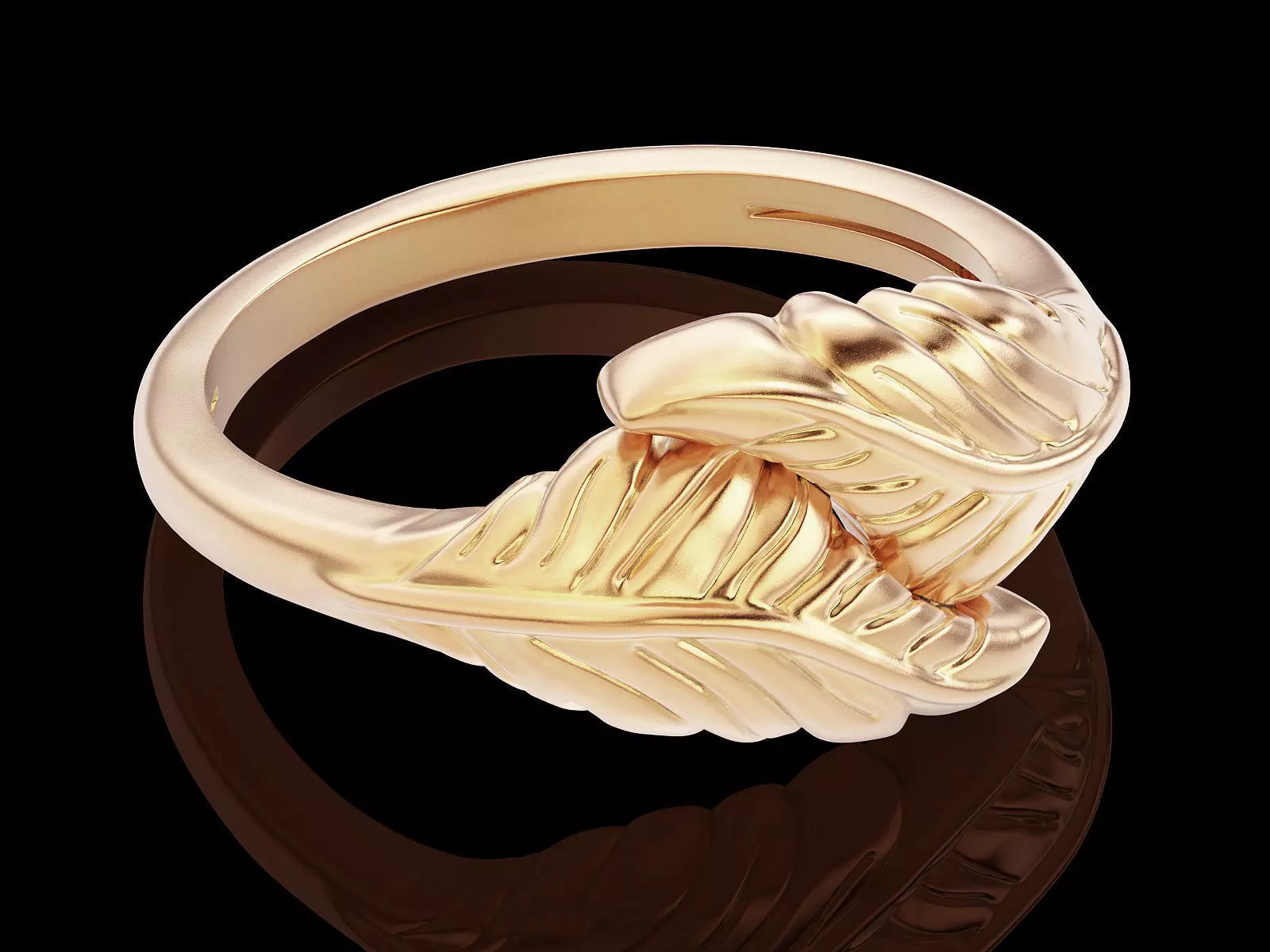 Leaves ring silver gold printable jewelry 3D model 3D print model