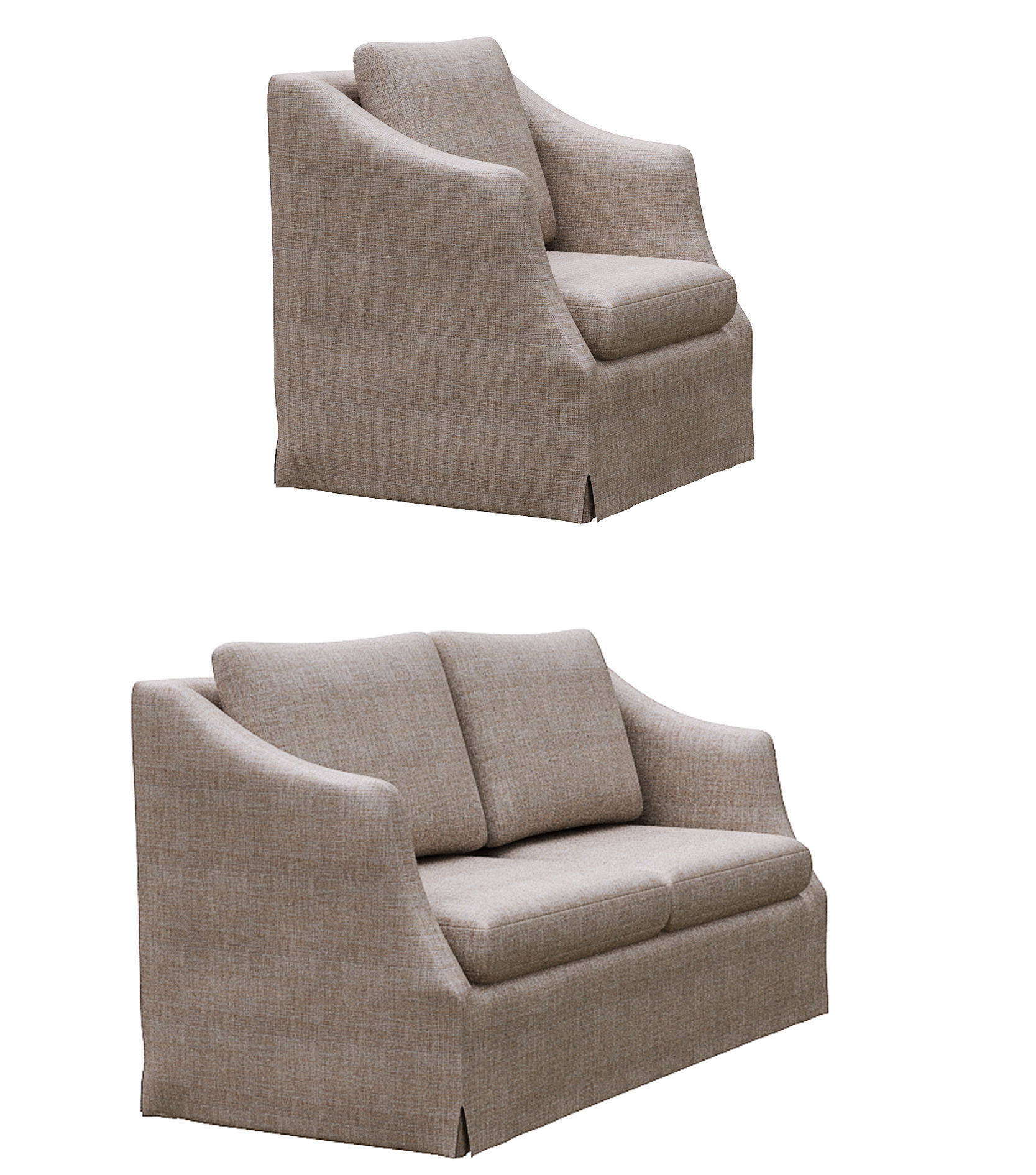 Sofa set Low-poly 3D model_2