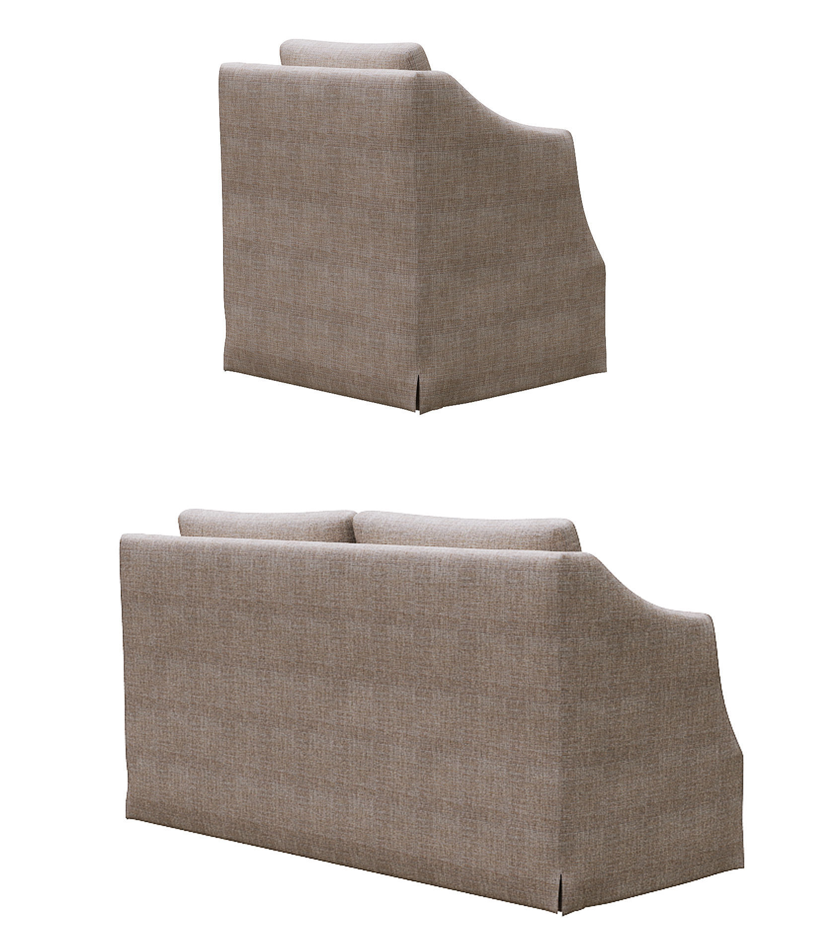 Sofa set Low-poly 3D model_4