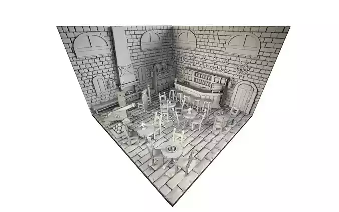 Floor and two walls 3D print model
