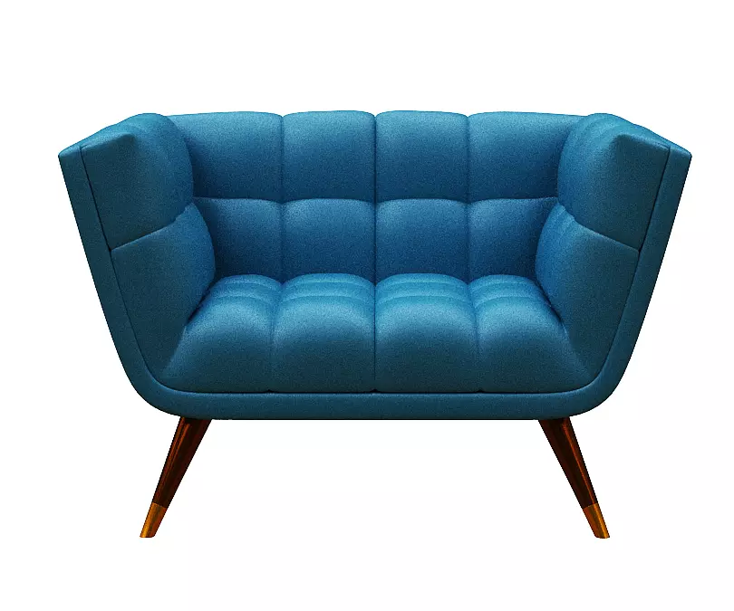 Armchair modern upholstered with wooden legs Low-poly 3D model_0