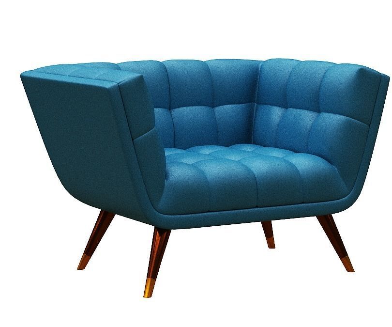 Armchair modern upholstered with wooden legs Low-poly 3D model_1