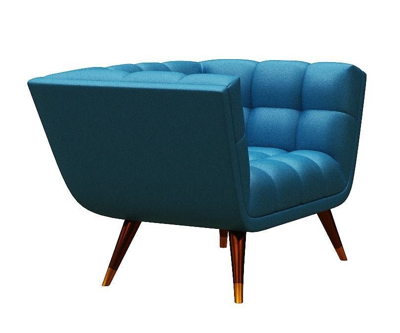 Armchair modern upholstered with wooden legs Low-poly 3D model_2