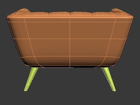 Armchair modern upholstered with wooden legs Low-poly 3D model_11