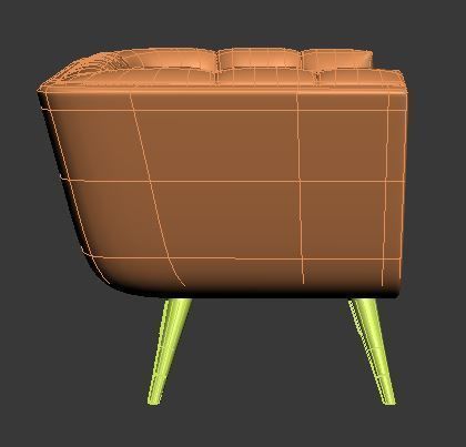 Armchair modern upholstered with wooden legs Low-poly 3D model_9