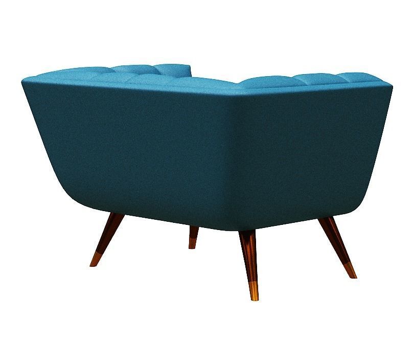 Armchair modern upholstered with wooden legs Low-poly 3D model_4