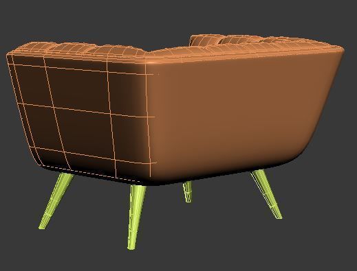 Armchair modern upholstered with wooden legs Low-poly 3D model_12