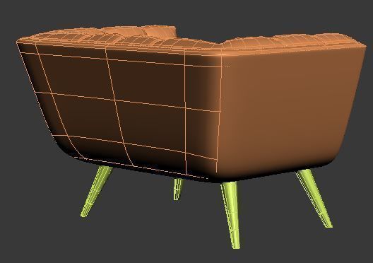 Armchair modern upholstered with wooden legs Low-poly 3D model_10