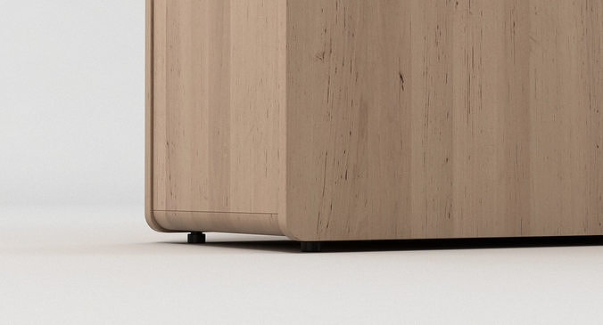Sideboard wooden cabinet with two doors 3D model 6