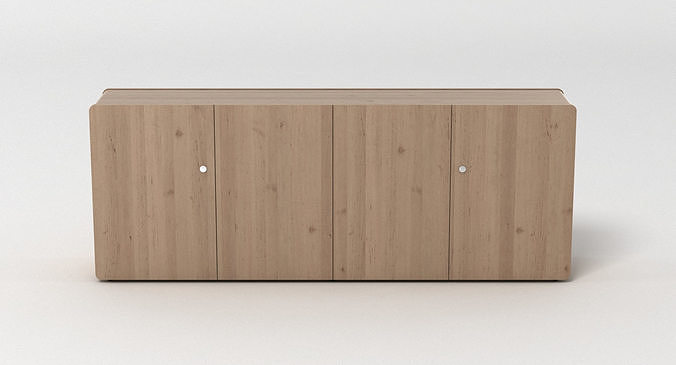 Sideboard wooden cabinet with two doors 3D model 2