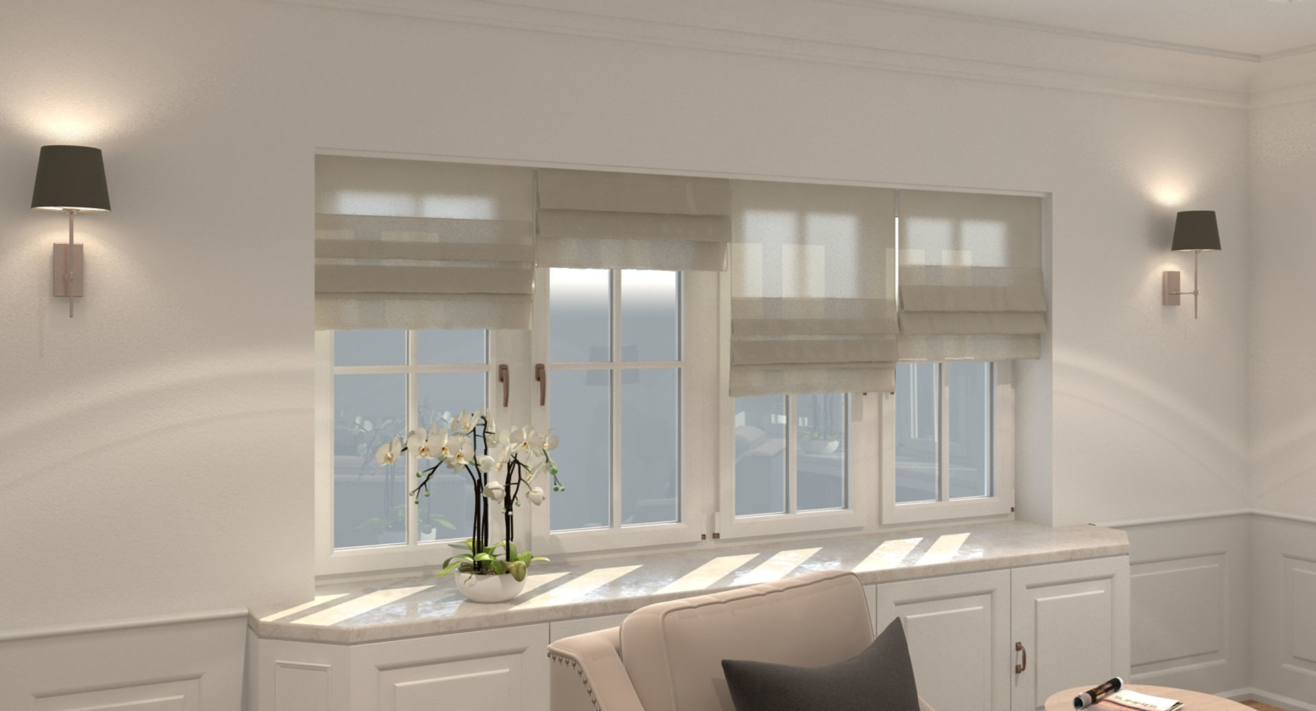 Blinds 2 pair of glass doors 3D model_2