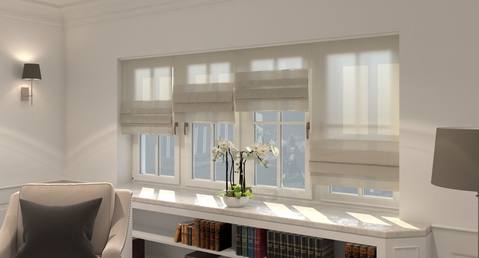 Blinds 2 pair of glass doors 3D model_1