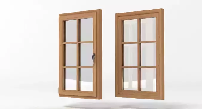 Windows 3 two wooden