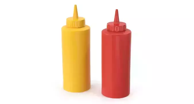 Mustard and Ketchup Bottles 3D model