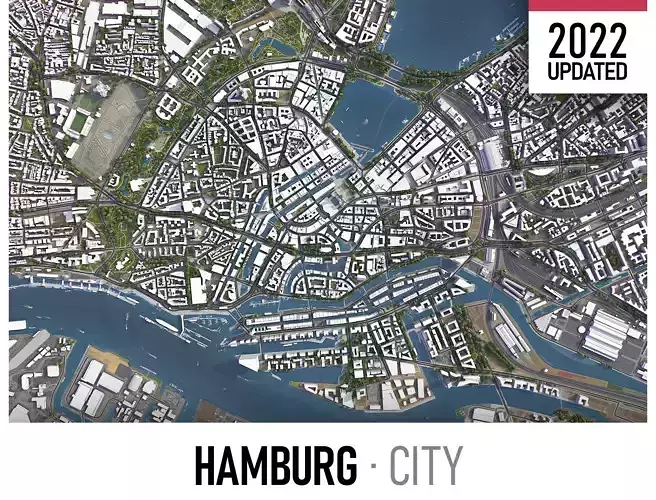 Hamburg Low-poly 3D model