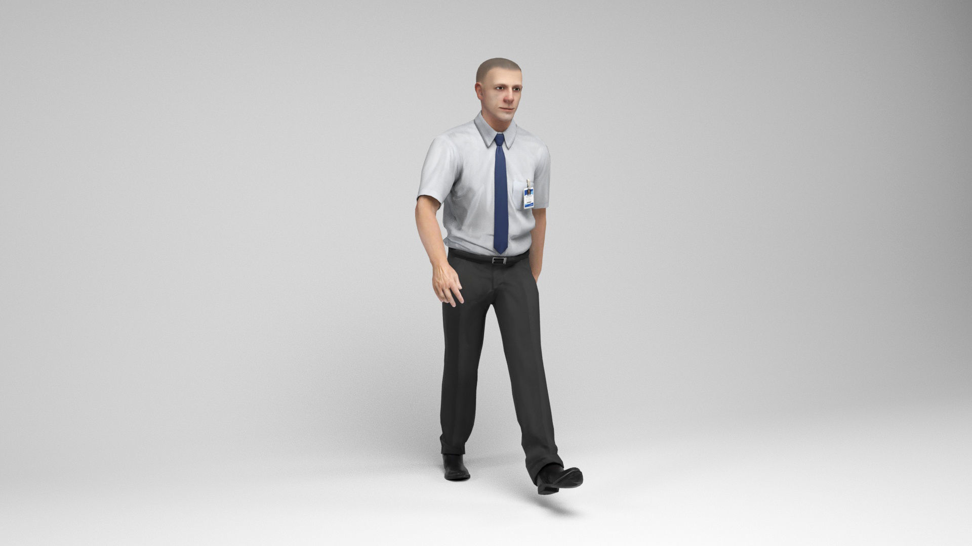 Office worker Low-poly 3D model_11