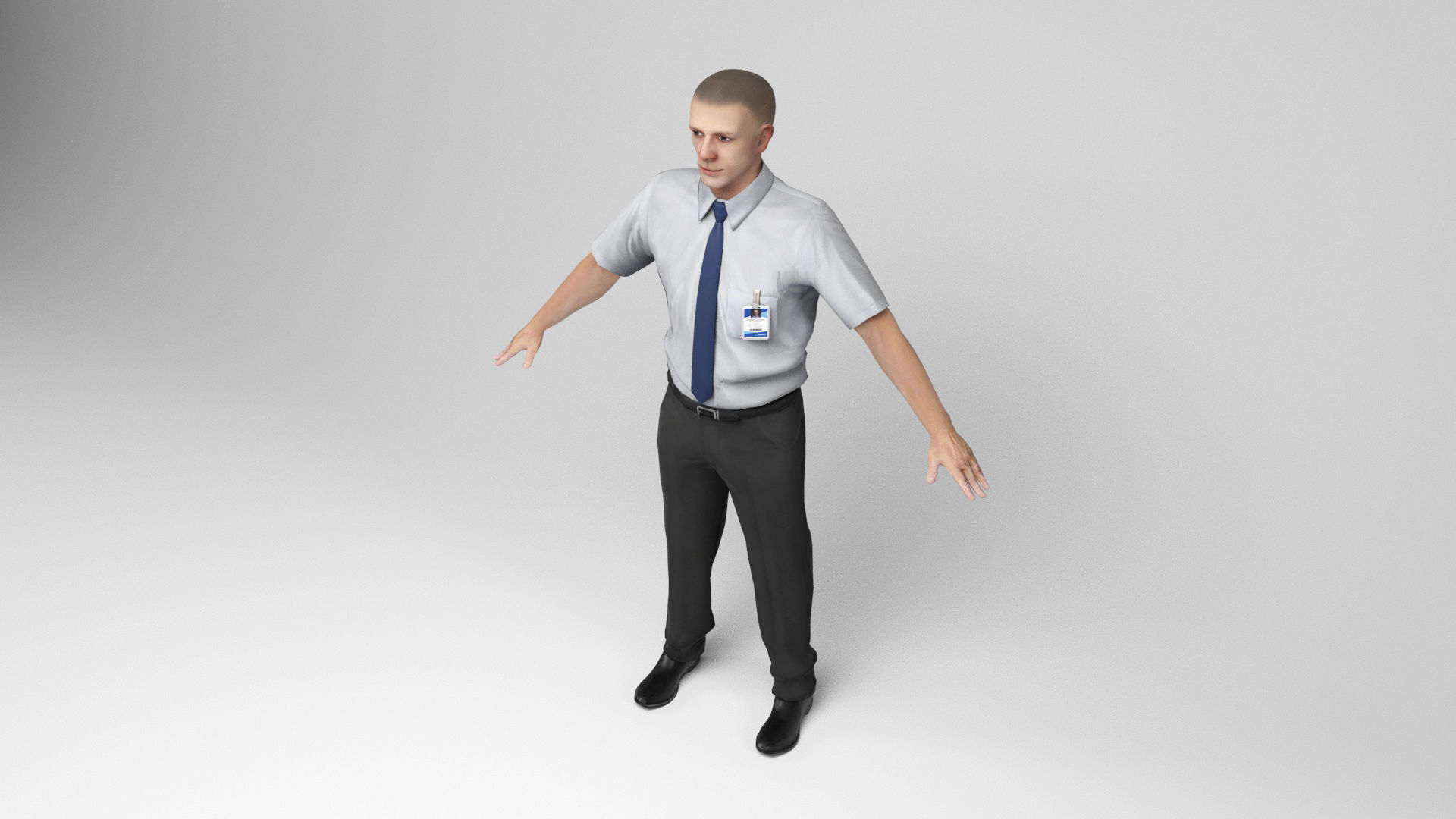 Office worker Low-poly 3D model_5