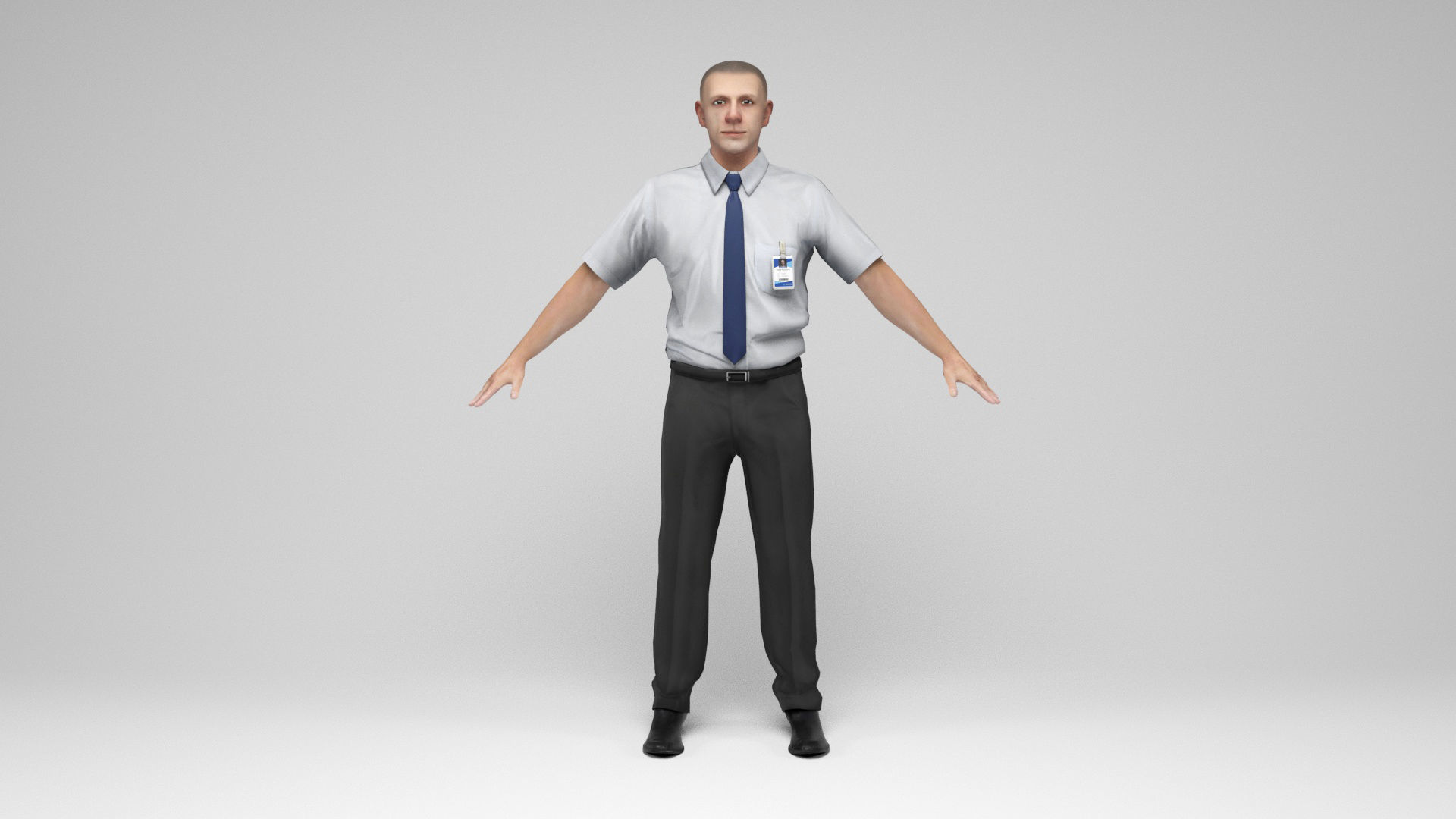 Office worker Low-poly 3D model_2