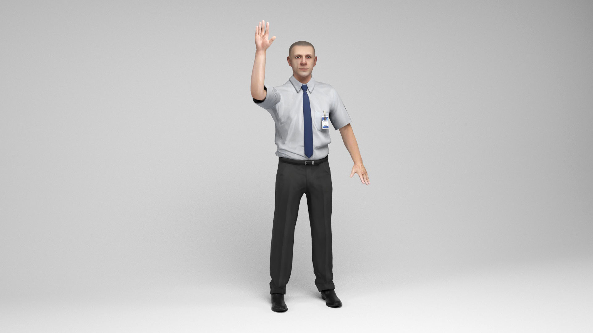 Office worker Low-poly 3D model_6