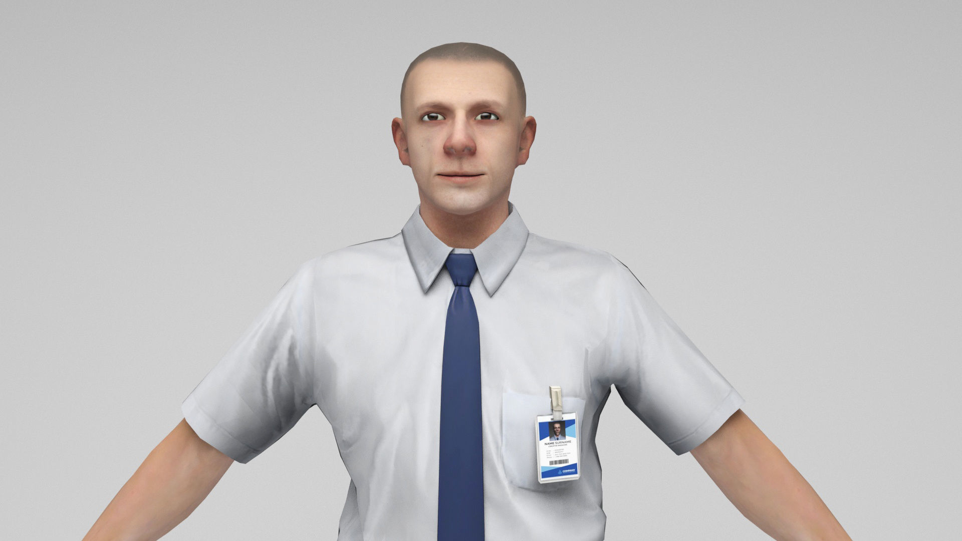 Office worker Low-poly 3D model_7
