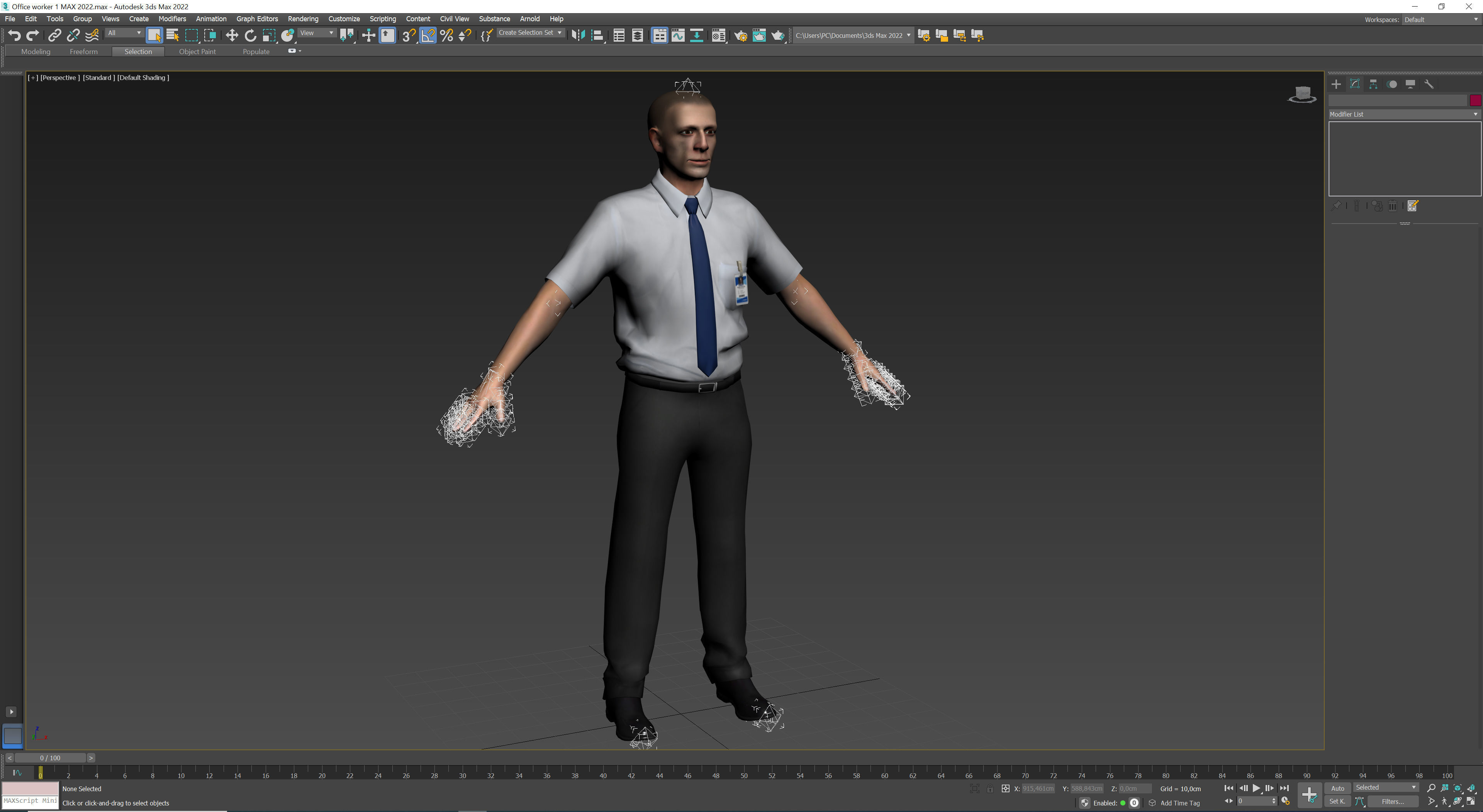 Office worker Low-poly 3D model_13