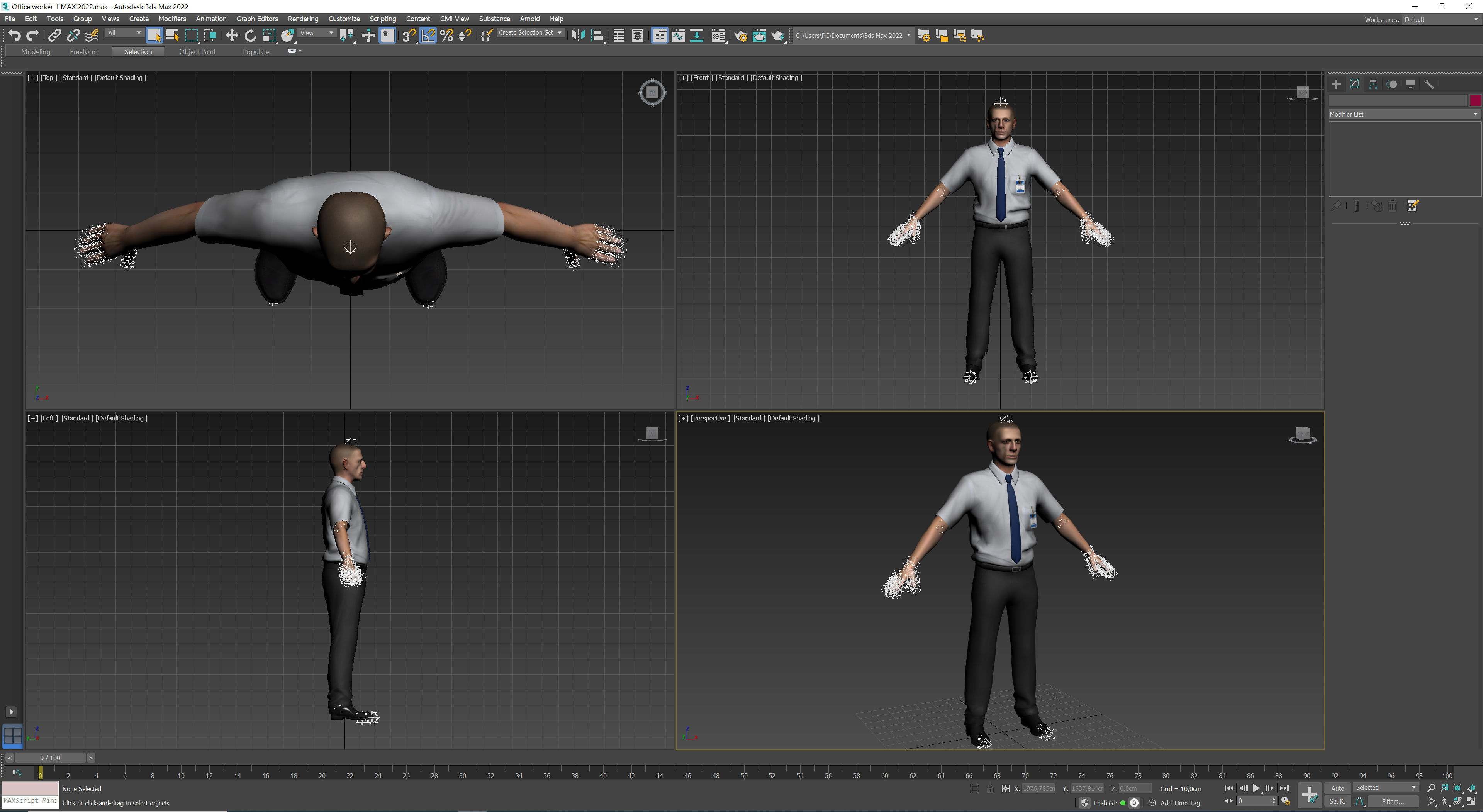Office worker Low-poly 3D model_12