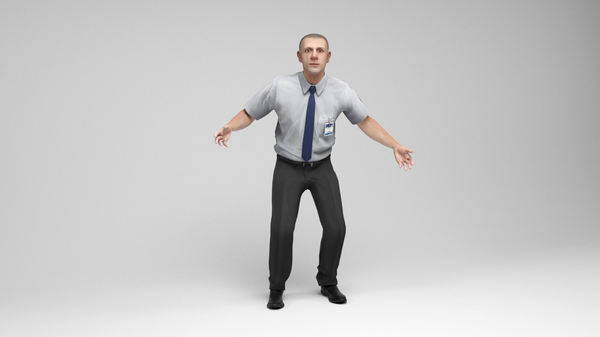 Office worker Low-poly 3D model_10