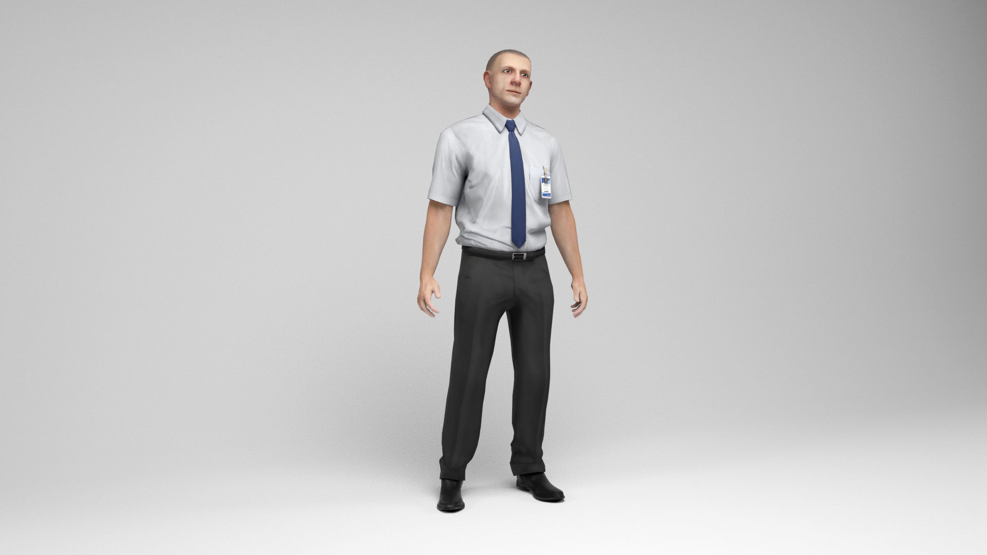 Office worker Low-poly 3D model_8