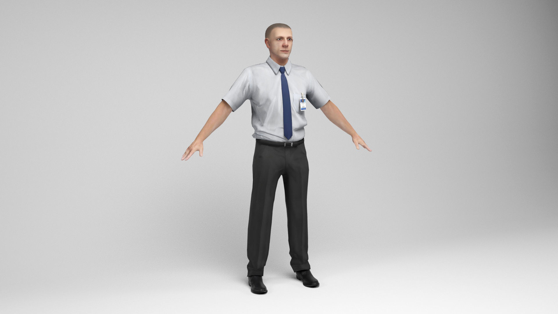 Office worker Low-poly 3D model_1