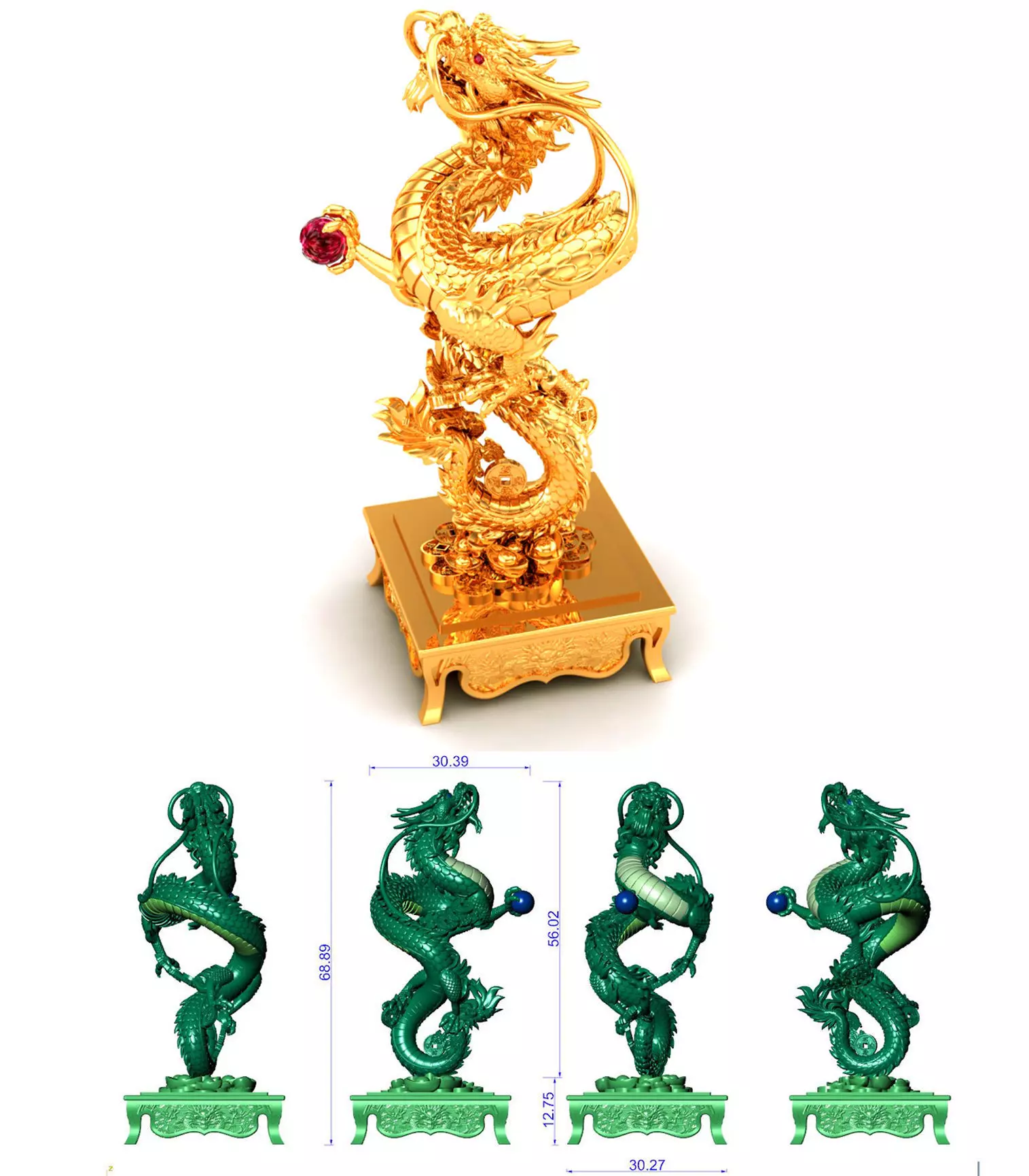 China Dragon Statue 3D print model_0