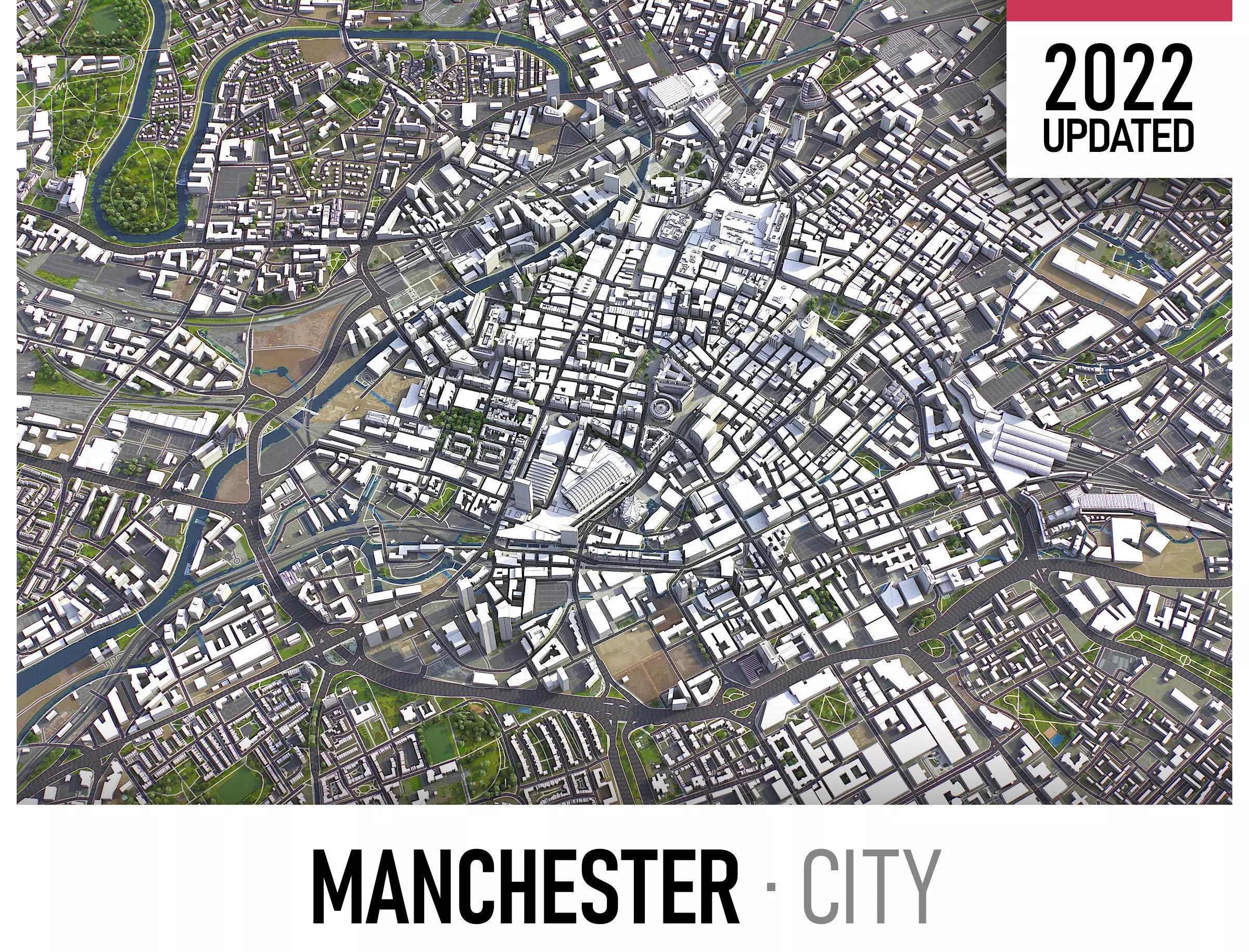 Manchester Low-poly 3D model_0