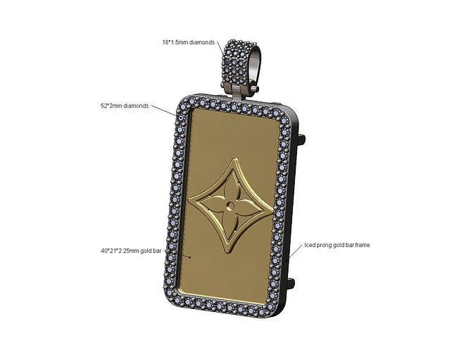Diamond frame LV blossom star pendant with bail 3D print model