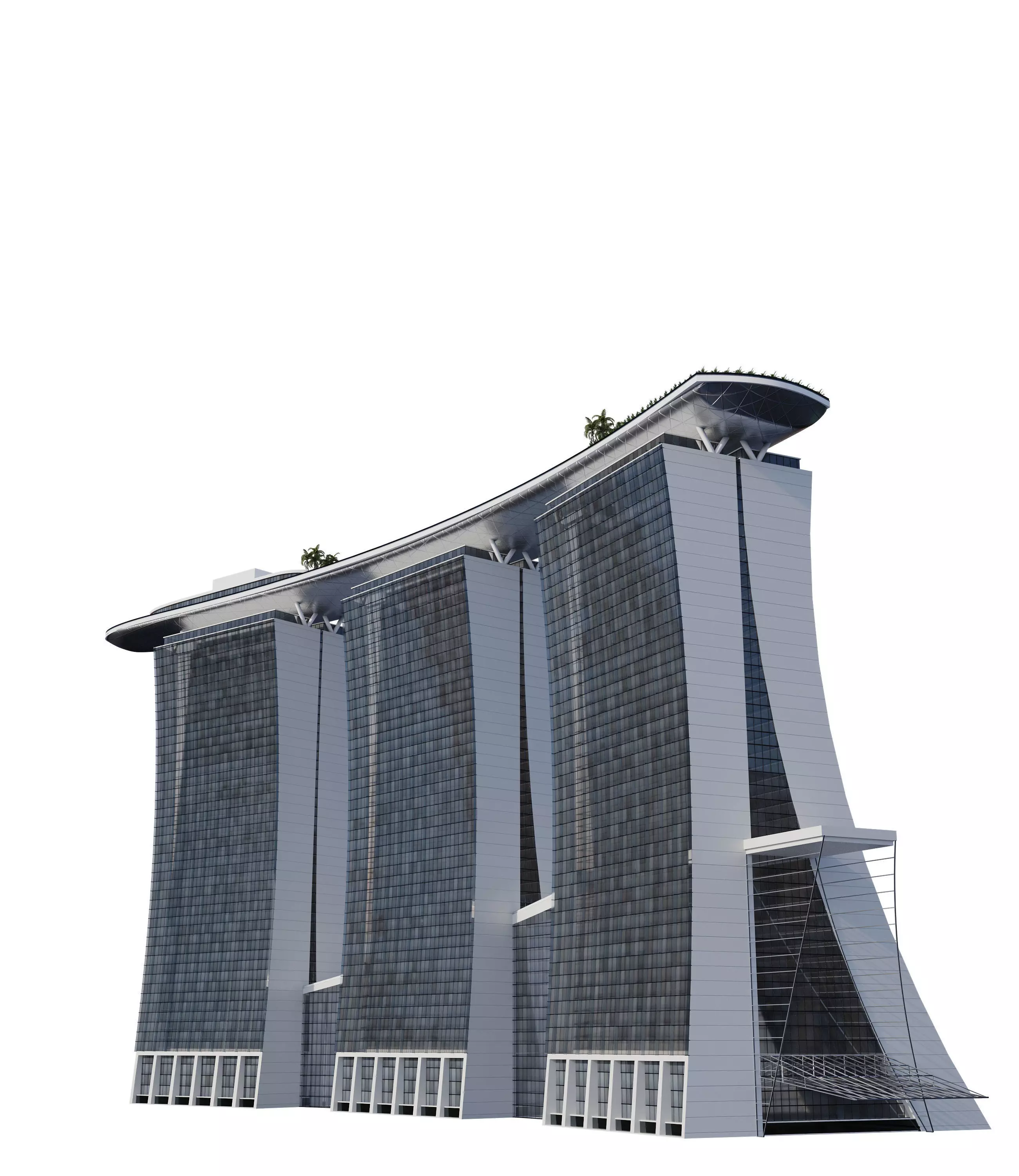Marina bay building Low-poly 3D model