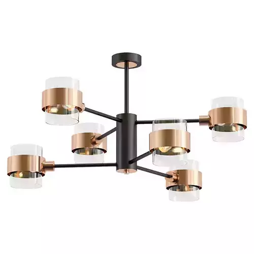 Eurosvet-70127 six light chandelier in copper and glass