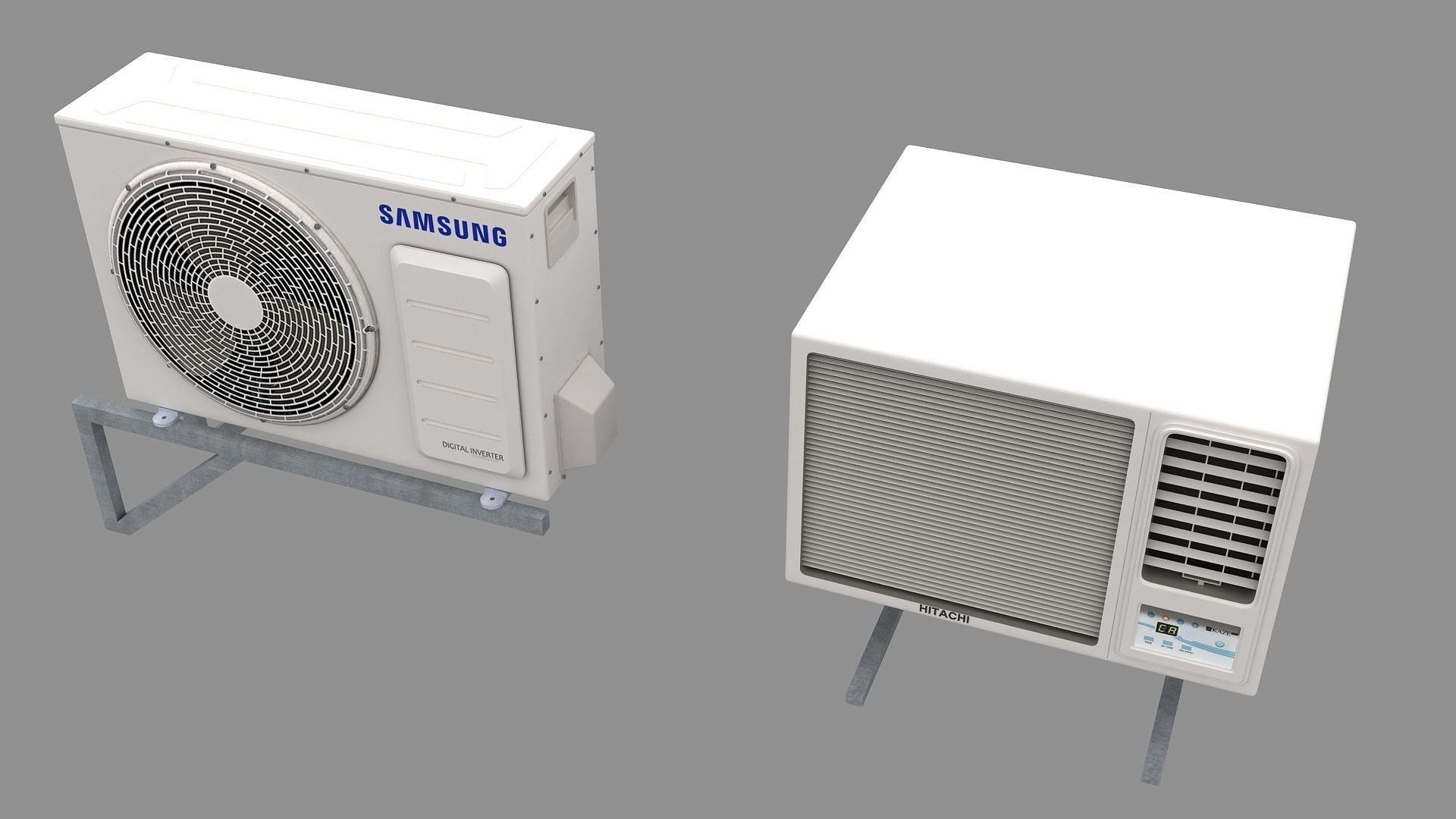 Air Conditioner Window Outdoor Low-poly 3D model_29