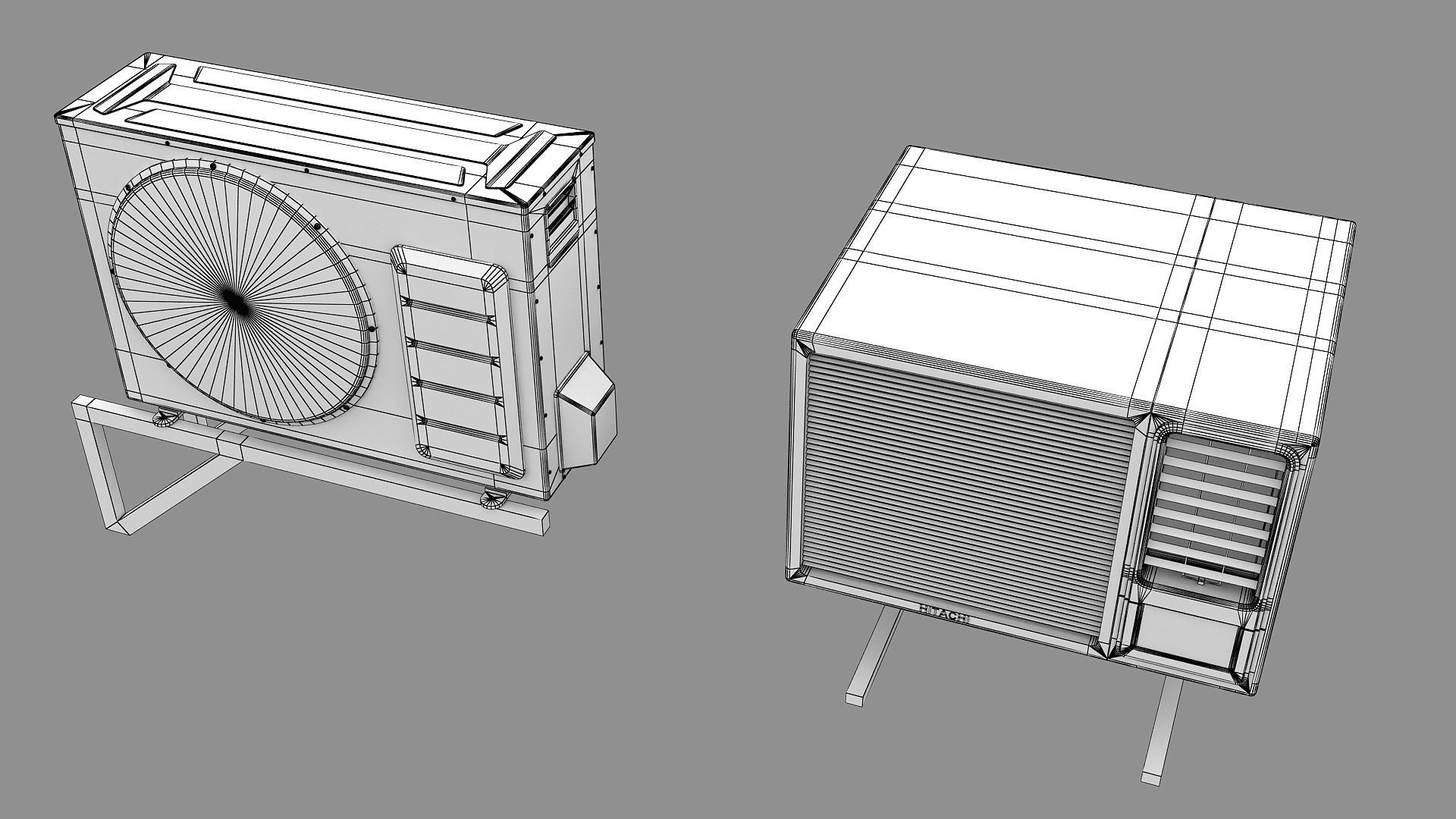 Air Conditioner Window Outdoor Low-poly 3D model_14