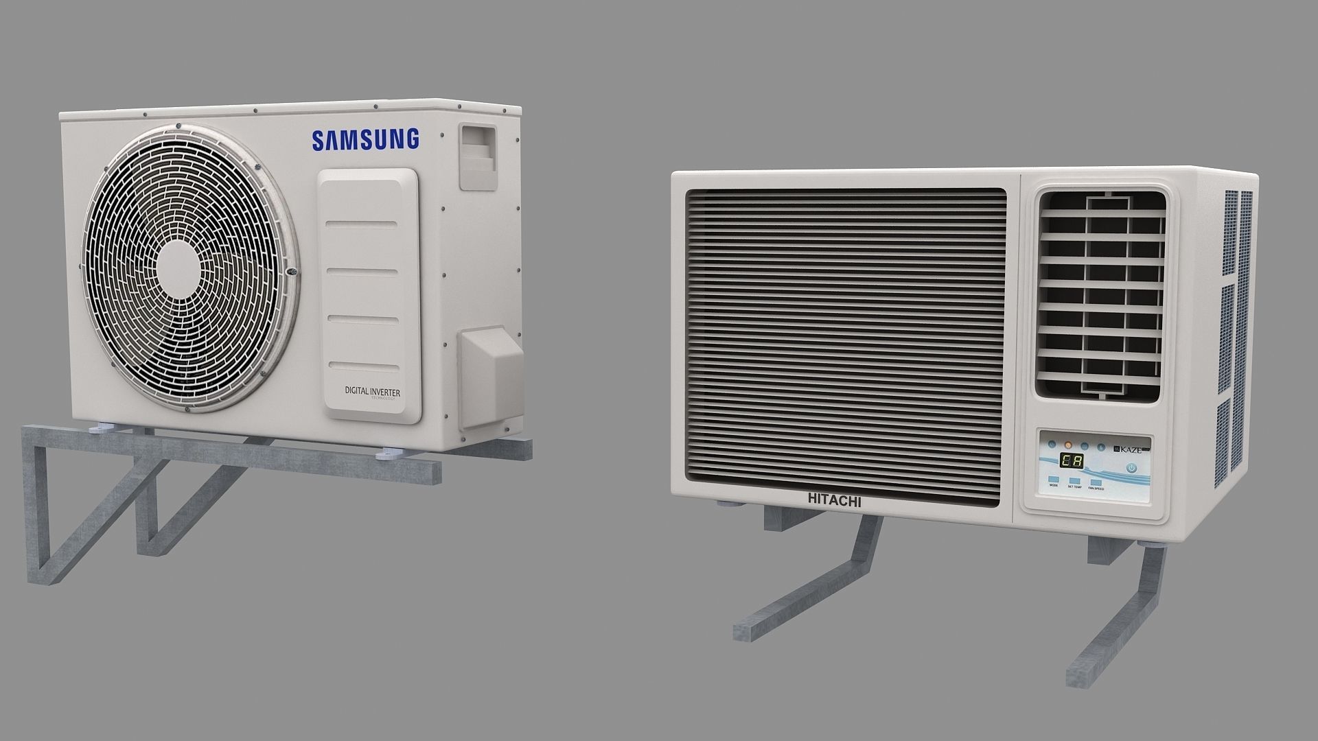 Air Conditioner Window Outdoor Low-poly 3D model_28