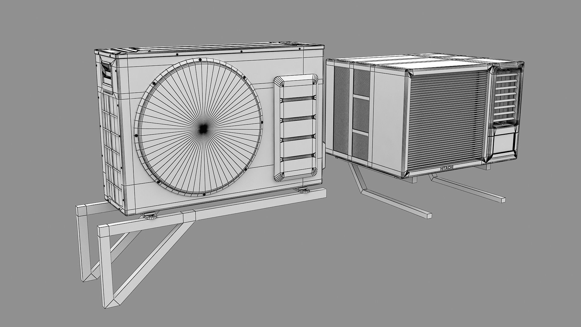 Air Conditioner Window Outdoor Low-poly 3D model_11