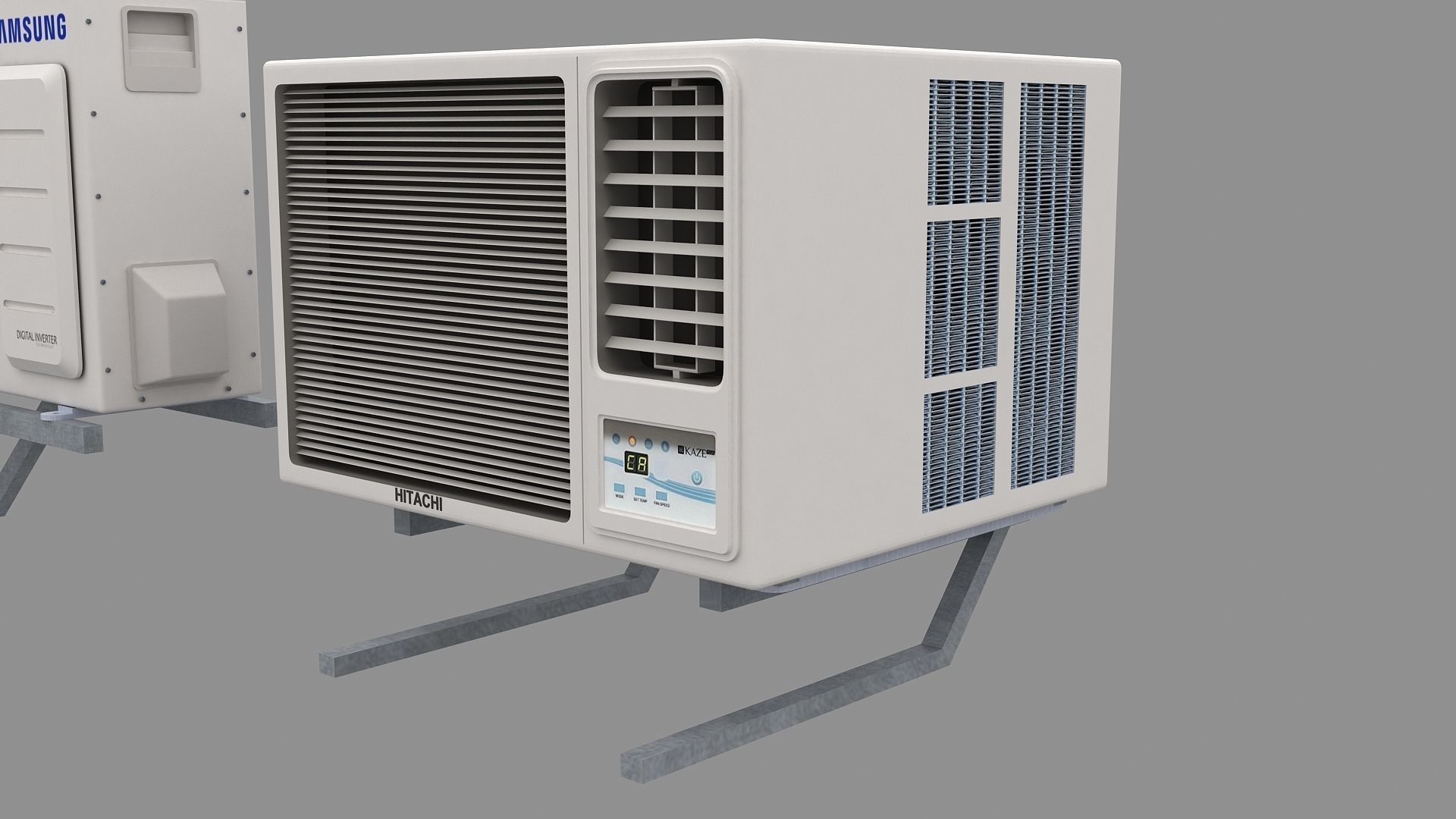 Air Conditioner Window Outdoor Low-poly 3D model_23
